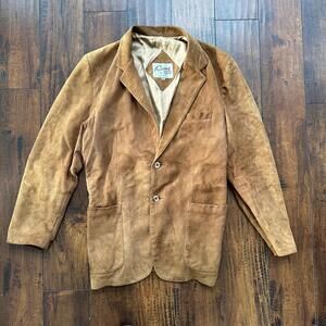 Remy Vintage Brown Suede Leather Jacket Blazer 42 80s 70s Winter Cool Rockabilly